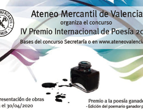 Bases del IV Premio Internacional de Poesía "Ateneo Mercantil de Valencia 2020"